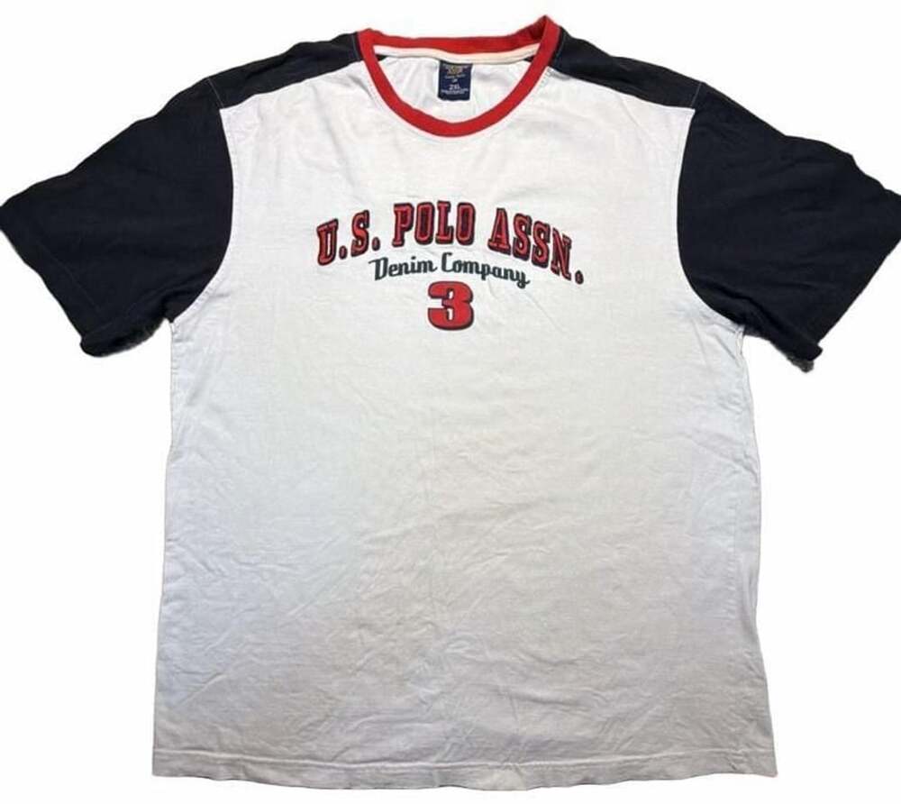 U.S. Polo Assn. Denim Company Number 3 Graphic T-Shirt White Black Red 2XL